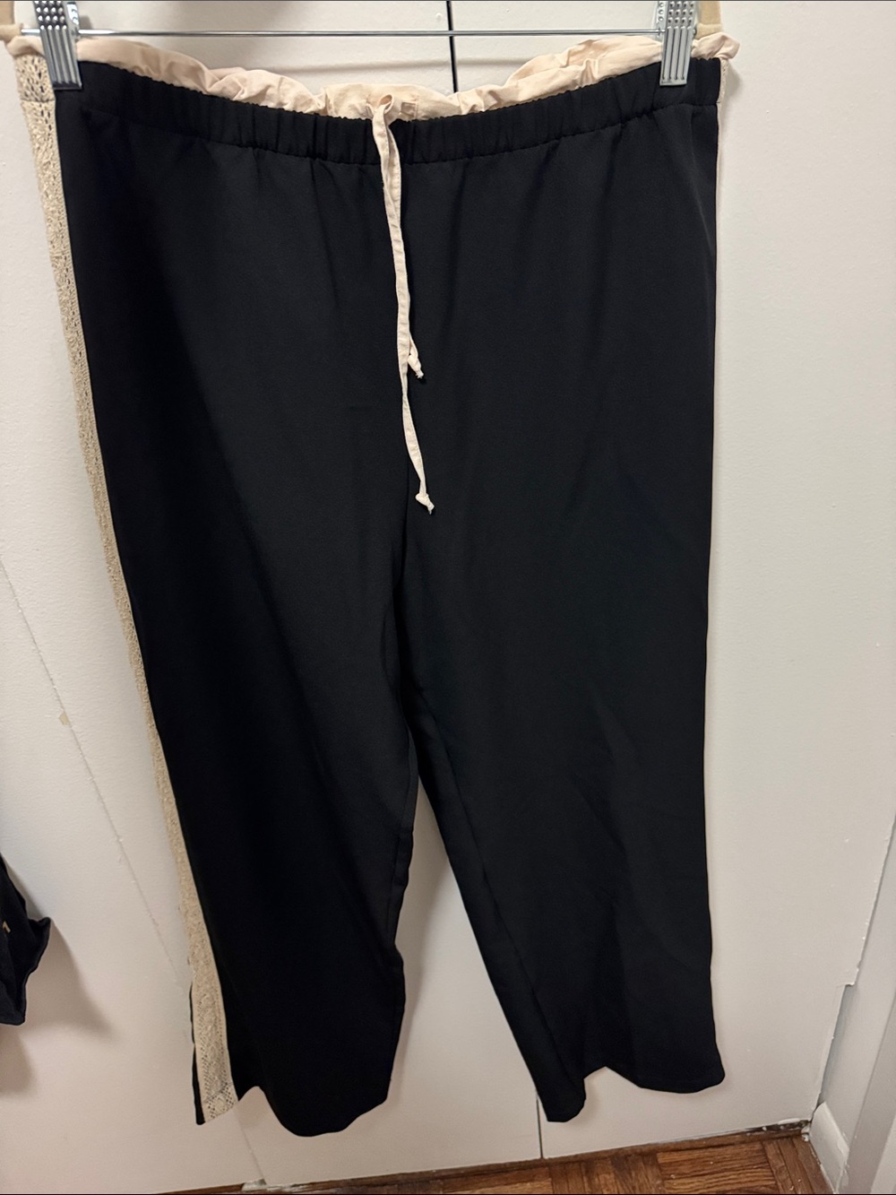 Worn Once Maeve Black Track Pants with Cream Drawstring